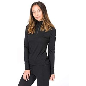 super.natural Dames W BASE 1/4 ZIP 230 shirt met lange mouwen, zwart, M