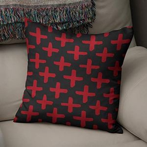 BonaMaison Decoratieve Kussensloop, Rood Zwart Kussenhoezen Bank, Zitkussen, Decoratieve Kussenhoesjes, Kussensloop; Sofa, Slaapkamer, Kantoor, Auto 43x43 Cm - Ontworpen en Vervaardigd in Turkije