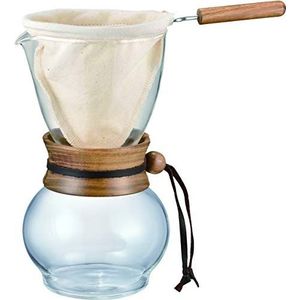 HARIO 480ml hittebestendige glazen en houten druppelpot Woodneck Pourover koffiezetapparaat, pak van 1, helder
