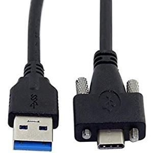 System-S USB 3.1 Kabel 3 Meter Type C Mannelijk naar 3.0 Type A Plug Schroef in Zwart