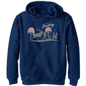 Disney Frozen 2 Journey Walks Boy's Hooded Pullover Fleece, Navy Blue Heather, Small, Heather Navy, S