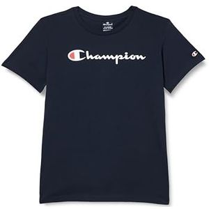 Champion Legacy Icons B - S/S Crewneck T-shirt, marineblauw, 9-10 jaar kinderen en jongeren SS24, Navy Blauw