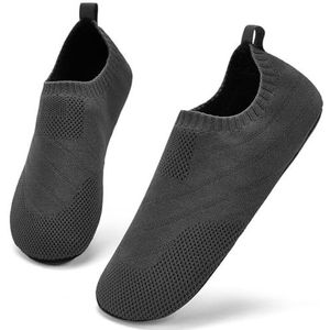 Sosenfer Pantoffels voor dames en heren, comfortabele slip-on platte huisschoenen, comfortabele slippers, donkergrijs, 42 EU
