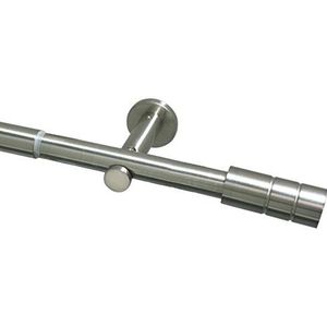 GARDINIA Gordijnroede-set, cilinder, 1 rail, Ø22/25 mm, rvs-look, 100-190 cm, metaal