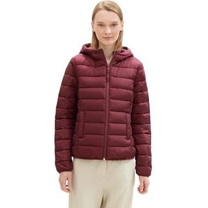 TOM TAILOR Denim Lichtgewicht gewatteerde damesjas met capuchon, 35736 - Deep Wine Red, S