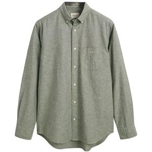 REG Cotton Linnen Shirt, pine green, 3XL