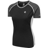 Dare2b vrouwen DWT494 06N18L Fixate' actieve korte mouw T-shirts/Polos/Vests, zwart/ebben grijs, maat 18