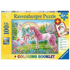 Ravensburger Kinderpuzzle - 13698 Magische Einhörner - Einhorn-Puzzle für Kinder ab 6 Jahren, mit 100 Teilen im XXL-Format, inklusive Malheft