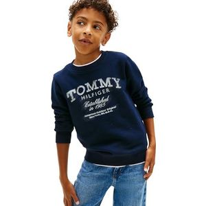 Tommy Hilfiger TOMMY FADED PRINT SWEATSHIRT KB0KB10337 Trui Sweatshirt voor jongens, blauw (Dark Night Navy), 3 jaar, Blauw (Donker Nacht Marine), 3 jaar