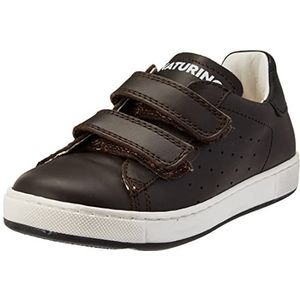 Naturino Hasselt VL-Sneakers van leer met perforaties, donkerbruin zwart, 21 EU