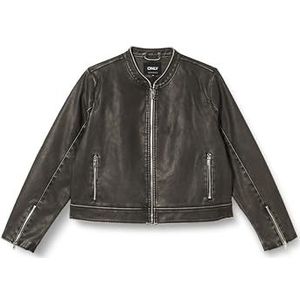 ONLY Dames Onlmindy Faux Leather Washed Jacket OTW leren jas, zwart/detail: gewassen, XXL
