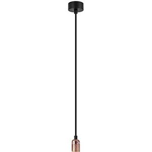 Sotto Luce Bi minimalistische hanglamp - koper - 1,5 m stofkabel - zwarte stalen plafondroos - 1 x E27 lamphouder