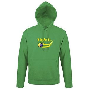 Supportershop Sweatshirt voor volwassenen, met capuchon, groen, Brazilië, voetbal