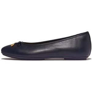 Fitflop DELICATO Bow zacht lederen ballerina's voor dames, marineblauw, 9 UK, marineblauw, 9 UK Narrow