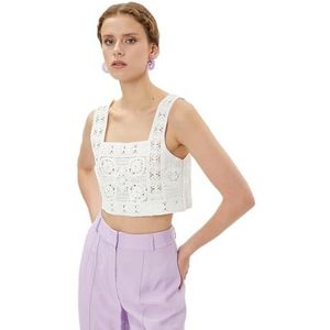 Koton Dames Crochet Crop Tank Top, wit (000), S/M