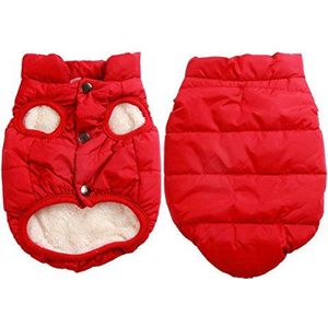 JoyDaog 2 lagen fleece gevoerd, super warm, hondenvest en jas voor de winter, rood, M