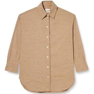 Seidensticker Damesblouse, modieuze blouse, regular fit, hemdblousekraag, lange mouwen, wolmix, beige, 38