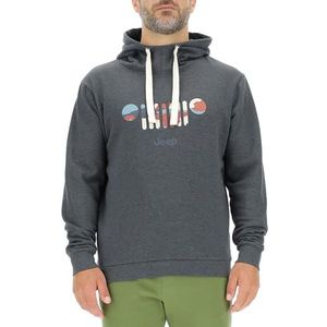 JEEP O102889-G557 J Heren Hoodie - Roosterpatroon Achtergrond Schors J23W Heren Donkergrijs Melange M