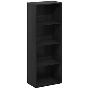 Furinno 4-laags open plank boekenkast, gebouwd hout, zwarthout, 30,5 (B) x 53,9 (H) x 23,7 (D) cm