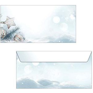 SIGEL DU312 enveloppen kerstster, wit/blauwe wind, formaat DL (11 x 22 cm), 25 stuks