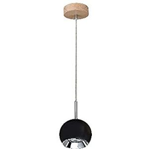 Homemania HOMBR_0122 hanglamp Kyle, plafondlamp, hout, metaal, zwart, 11 x 120 cm