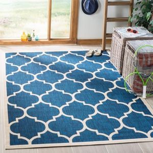 Safavieh ""Monaco"" Binnen/buiten tapijt Safavieh Monaco multifunctioneel binnen- en buitentapijt, geweven polypropyleen, marine/Beige, 120 x 180 cm 120 X 180 cm Navy/Beige