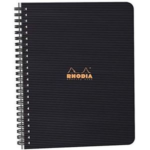 RHODIA 119941C - Spiraal Notebook (volledig gebonden) Meeting Book Black A5+|Pre-Printed Datum/Notes/Action|160 Afneembare Pagina's |Papier Clairefontaine 90g - Cover Polypro (Plastic) Rhodiactief