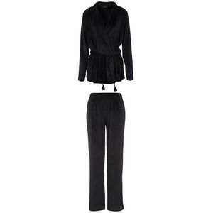 Emporio Armani Chenille damesjack + losse pasvorm broek (2 stuks), zwart, XL