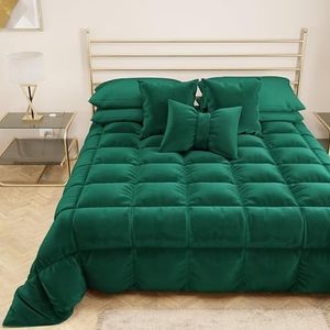 PETTI Artigiani Italiani - Dekbed van zacht en warm fluweel, 350 g/m², eenpersoonsbed, omkeerbaar, dekbed voor eenpersoonsbed: 160 x 260 cm, smaragd, 100% Made in Italy