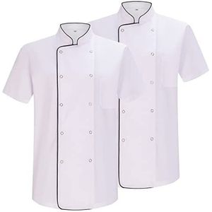 MISEMIYA - Pak 2 stuks - koksjas voor heren - chef-jas voor heren - uniform hosteleria - Ref.2-6821B, Kookjassen 6821b - wit, S