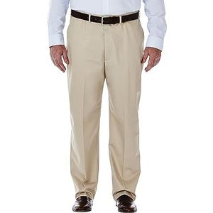 Haggar Mannen grote en lange werk naar weekend verborgen uitbreidbare taille effen voorbroek - beige - XXL