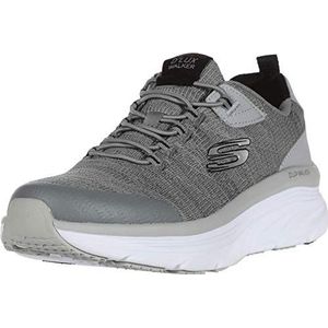 Skechers D'lux Walker Pensive, sneakers voor heren, Gray Knit Synthetic Black Trim, 47 EU