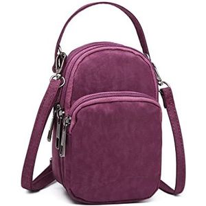 Crossbody telefoontas voor vrouwen, nylon damesportemonnee, mobiele telefoon, schoudertas, kleine reishandtas voor werk, sportschool, hardlopen, sporten, winkelen, Paars, Eén maat