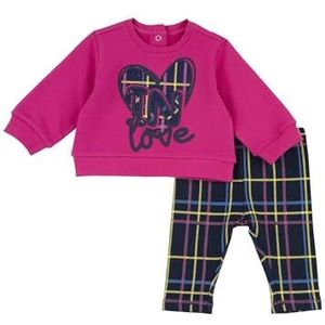 Chicco Set van warm katoen: sweatshirt en leggings trainingspak voor meisjes 0-24, Donker Roze, 9 Maanden