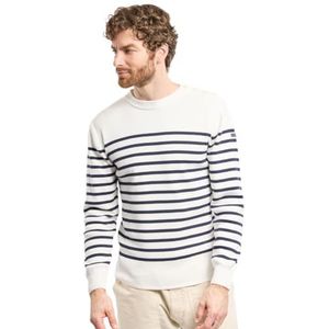 Armor Lux Groix gestreepte marine trui - katoen, Milk/schip, L