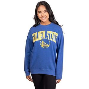 Ultra Game NBA Official Women's Extra Soft Fleece Distressed Oversized Pullover Sweatshirt, Golden State Warriors, Team Color, Small