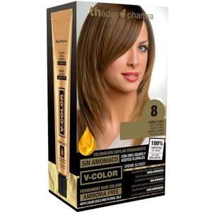 Thader TH Pharma Kleurstofset zonder ammoniak voor een aangename geur met vloeibaar goud, kleur 8 lichtblond