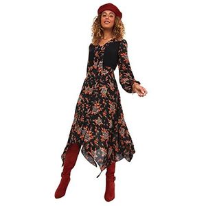 Joe Browns Vrouwen asymmetrische herfstbloemen bedrukte jurk casual nacht, multi, 8, multi, 34