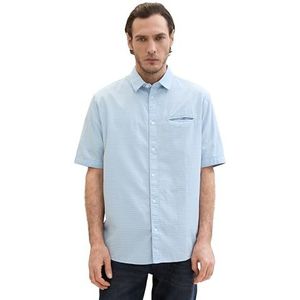 TOM TAILOR heren overhemd, 35420 - Blauwe gekleurde stippen structuur, XL
