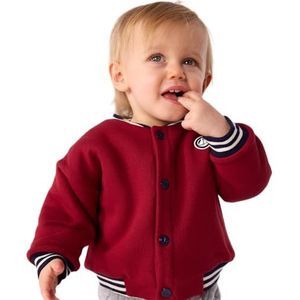 Petit Bateau Babyteddy van katoen en sherpa, effen, Amarant, 12 Maanden