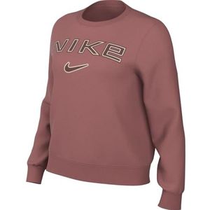 Nike Top W NSW Phnx FLC Std Logo Crew, Canyon Pink/Lt Orewood BRN/Red Sepia, HM9754-634, XL