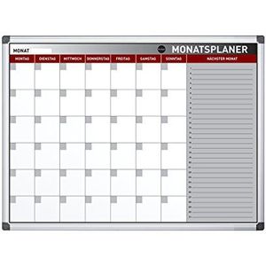 Bi-Office Earth – milieuvriendelijk planningsbord, 90 x 60 cm, magnetische maandplanner met aluminium frame, droog afwasbaar maandkalender