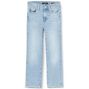 7 For All Mankind Dames The Straight Crop Slim Illusion with Laat Down Hem Jeans, lichtblauw, 30W x 30L