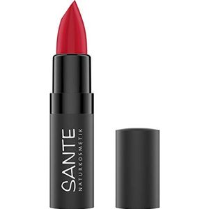SANTE Naturkosmetik Matte Lipstick 07 Kiss-Me Red, lippenstift, mat-effect, met biologische cacaoboter, intensieve kleurpigmentatie, 4, 5 g