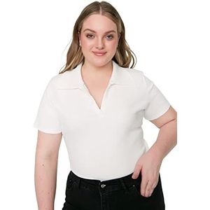 Trendyol Standaard mouw lichaamskegel Witte corduroy gebreide blouse met overhemdkraag TBBSS22BZ0750