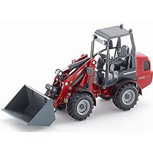 siku 3059, Weidemann Hoftrac Four-Wheel Loader, 1:32, Metal/Plastic, Red, Movable loading arm and shovel