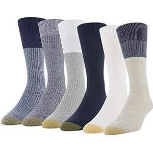Gold Toe Stanton Crew Sokken voor heren, multiparen, Oatmeal/White/Midnight/Grey/Navy Marl/Denim, L
