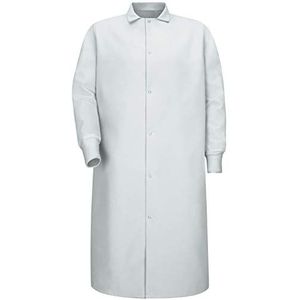 Red Kap Men's Gripper Front Spun Polyester Pocketless Butcher Coat With Knit Cuffs, White, Medium