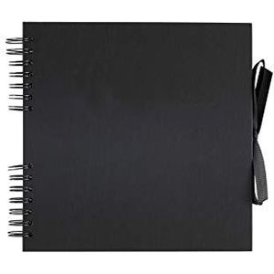 Paperchase Zwart Kraft vierkant plakboek, fotoalbum, geheugenboek, blanco canvas voor uw kunst, knutsel- en ontwerpprojecten, 50 zwarte kraftvellen (100 pagina's) (enkel pak)