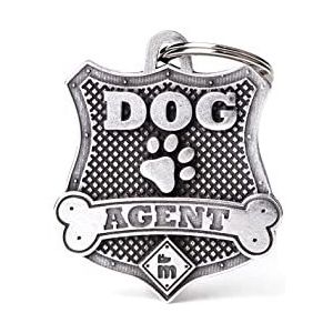 My Family Gepersonaliseerd ID-bord voor honden, gemaakt in Italië, hondenagent, gegraveerd hondenbord, antiek zilver, bronx-collectie